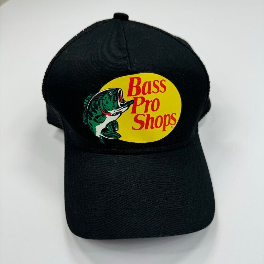 Bass Pro Shops Black Trucker Cap Snap Back